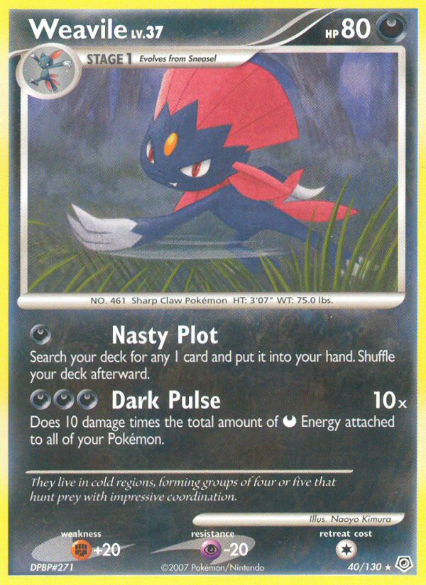 Weavile (40/130) [Diamond & Pearl: Base Set] | Deep Dive Games St. Marys