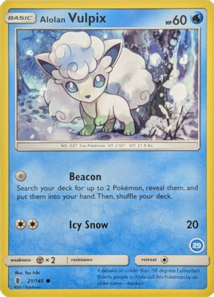 Alolan Vulpix (21/145) (Deck Exclusive #29) [Sun & Moon: Trainer Kit - Alolan Ninetales] | Deep Dive Games St. Marys