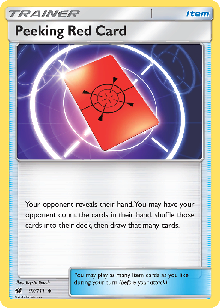 Peeking Red Card (97/111) [Sun & Moon: Crimson Invasion] | Deep Dive Games St. Marys