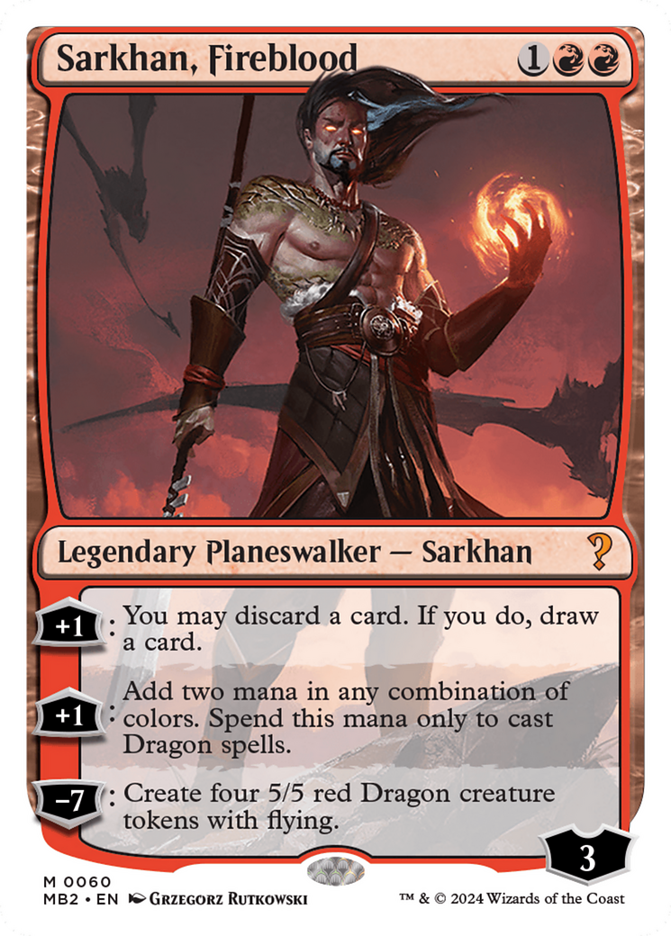 Sarkhan, Fireblood (White Border) [Mystery Booster 2] | Deep Dive Games St. Marys