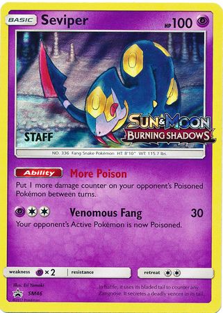 Seviper (SM46) (Staff Prerelease Promo) [Sun & Moon: Black Star Promos] | Deep Dive Games St. Marys