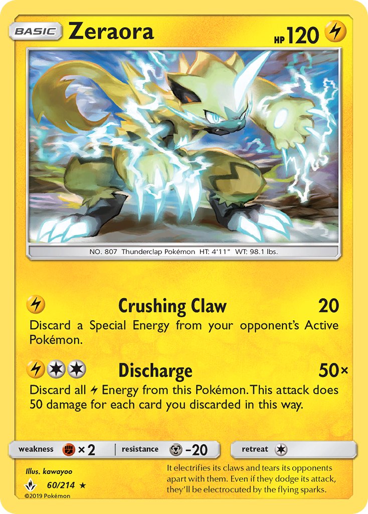 Zeraora (60/214) (Cracked Ice Holo) (Theme Deck Exclusive) [Sun & Moon: Unbroken Bonds] | Deep Dive Games St. Marys