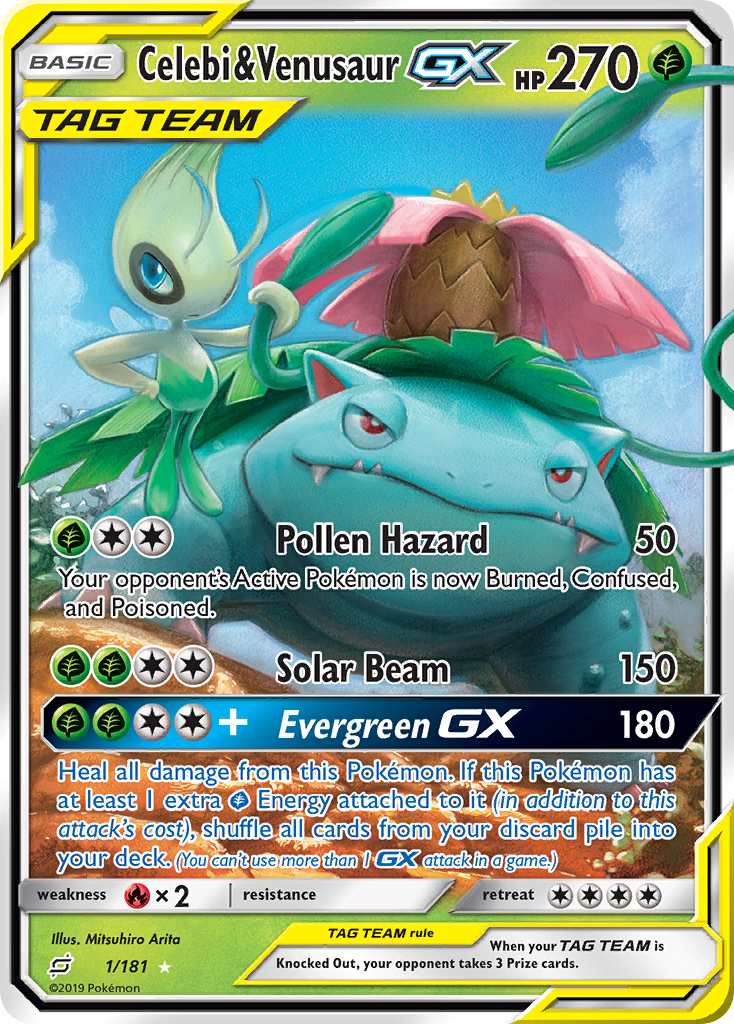 Celebi & Venusaur GX (1/181) [Sun & Moon: Team Up] | Deep Dive Games St. Marys