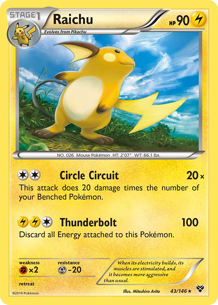 Raichu (43/146) (Battle Arena Deck Exclusive) (Theme Deck Exclusive) [XY: Base Set] | Deep Dive Games St. Marys