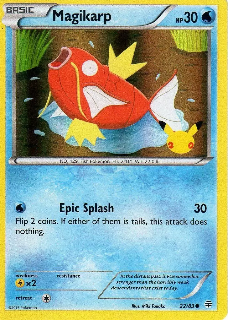 Magikarp (22/83) (20th Anniversary Stamp) [XY: Generations] | Deep Dive Games St. Marys