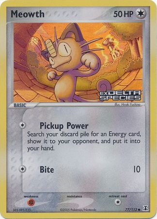 Meowth (77/113) (Stamped) [EX: Delta Species] | Deep Dive Games St. Marys