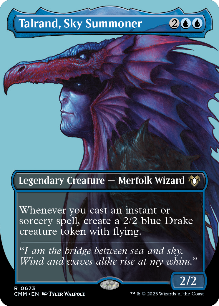 Talrand, Sky Summoner (Borderless Profile) [Commander Masters] | Deep Dive Games St. Marys