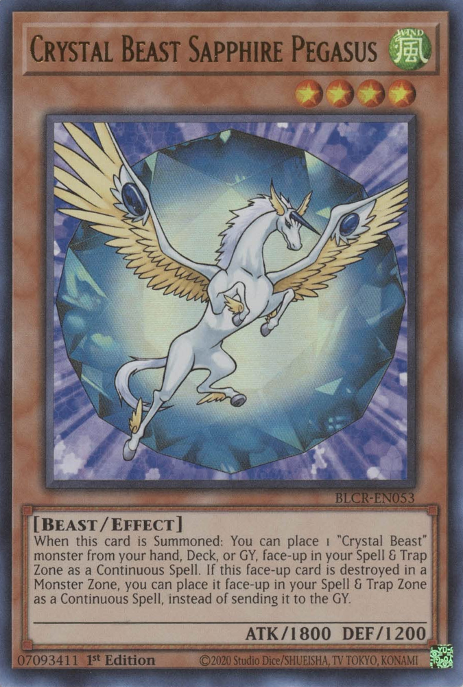 Crystal Beast Sapphire Pegasus [BLCR-EN053] Ultra Rare | Deep Dive Games St. Marys