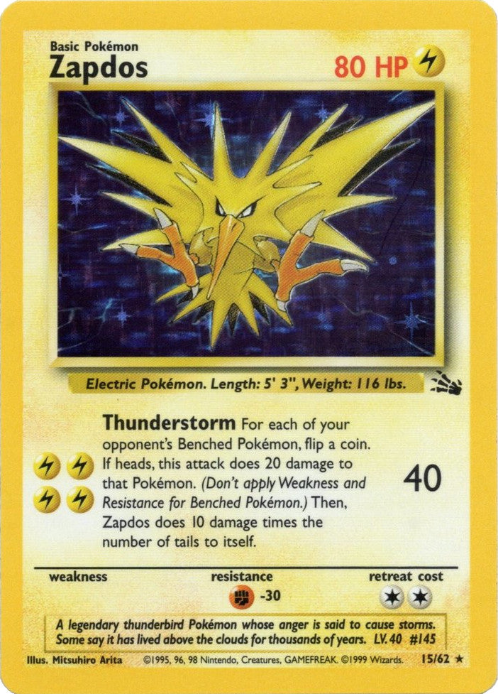 Zapdos (15/62) [Fossil Unlimited] | Deep Dive Games St. Marys