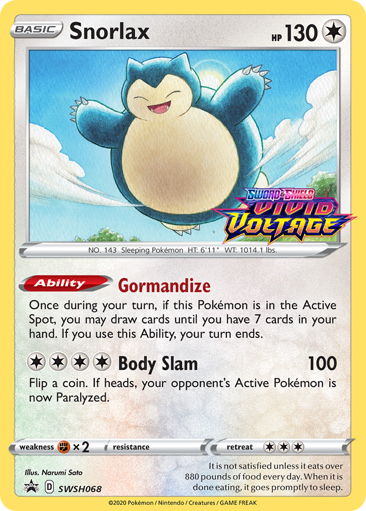 Snorlax (SWSH068) (Prerelease Promo) [Sword & Shield: Black Star Promos] | Deep Dive Games St. Marys