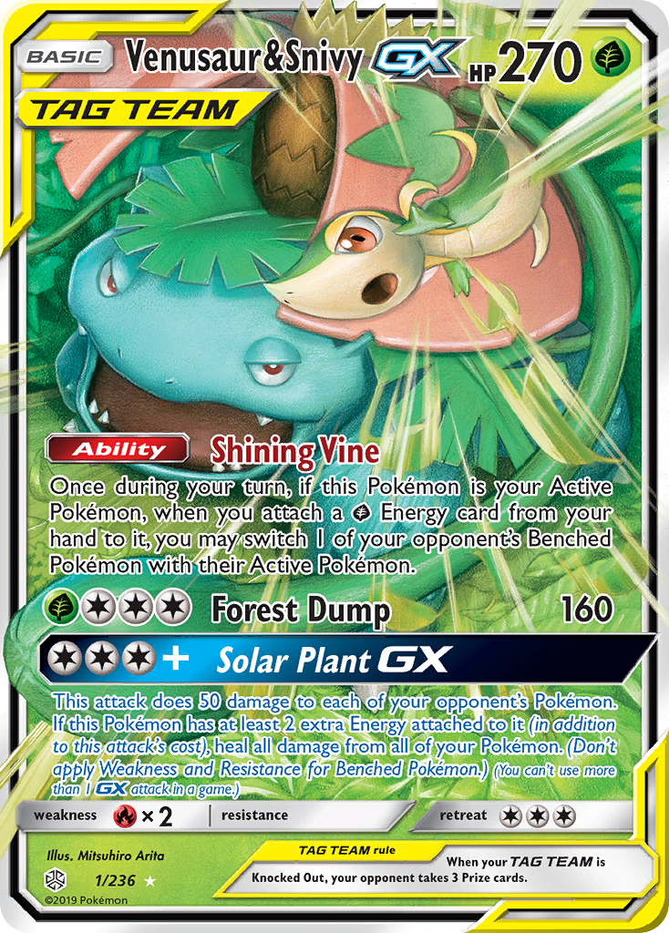 Venusaur & Snivy GX (1/236) [Sun & Moon: Cosmic Eclipse] | Deep Dive Games St. Marys