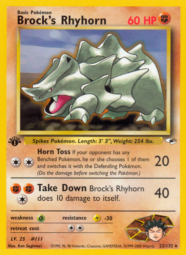 Brock's Rhyhorn (22/132) [Gym Heroes 1st Edition] | Deep Dive Games St. Marys