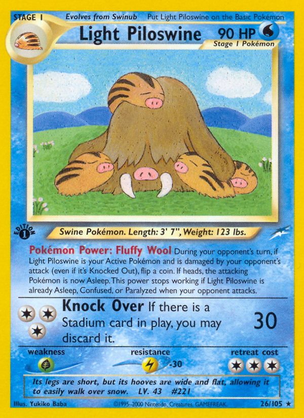 Light Piloswine (26/105) [Neo Destiny 1st Edition] | Deep Dive Games St. Marys