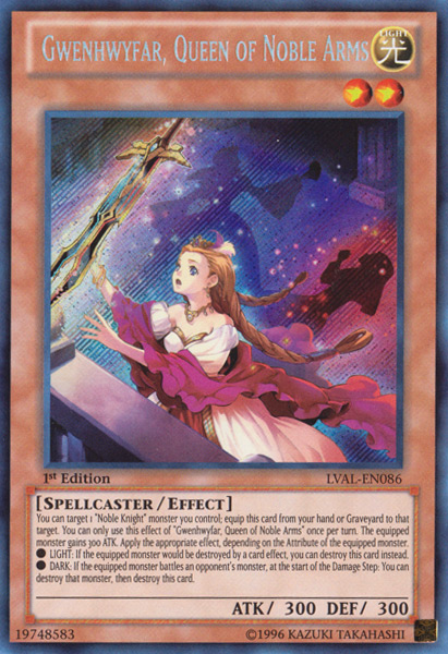 Gwenhwyfar, Queen of Noble Arms [LVAL-EN086] Secret Rare | Deep Dive Games St. Marys