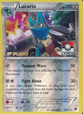 Lucario (63/124) (League Promo 1st Place) [XY: Fates Collide] | Deep Dive Games St. Marys