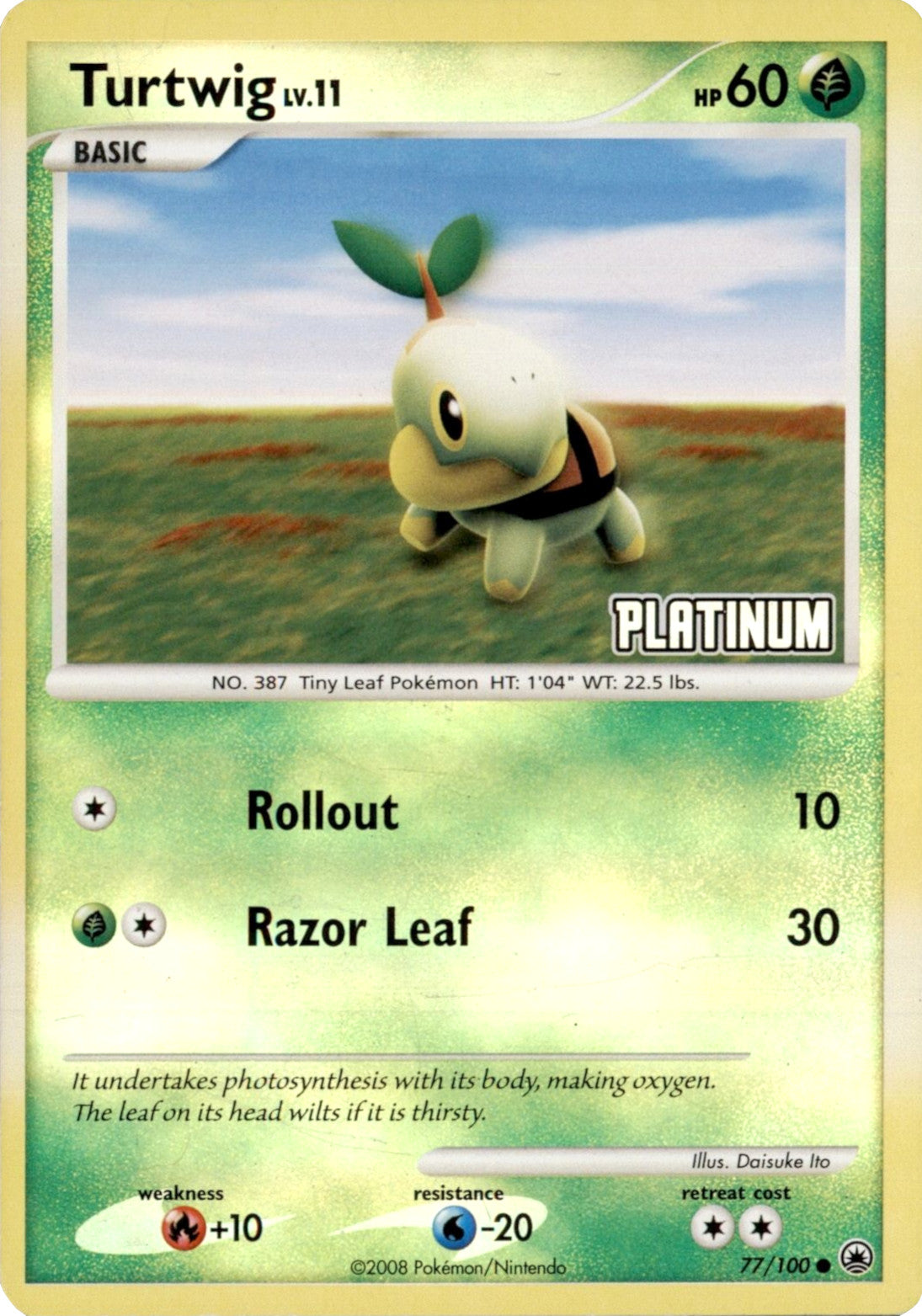 Turtwig LV.11 (77/100) (Platinum) [Burger King Promos: 2008 Collection] | Deep Dive Games St. Marys