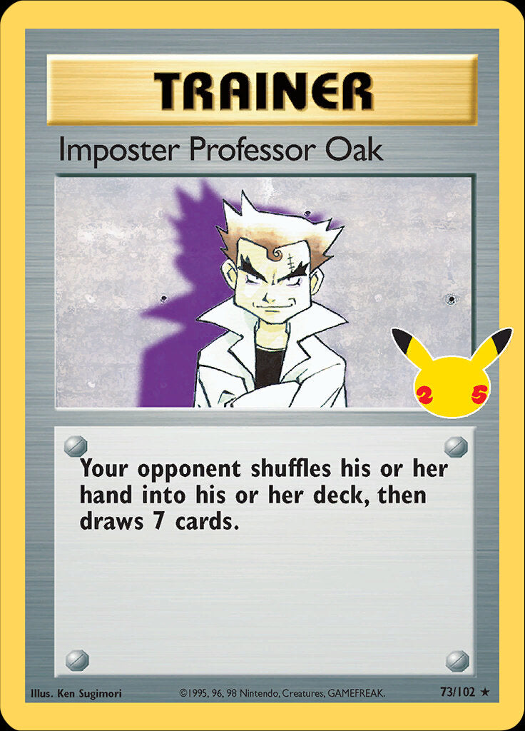 Imposter Professor Oak (73/102) [Celebrations: 25th Anniversary - Classic Collection] | Deep Dive Games St. Marys