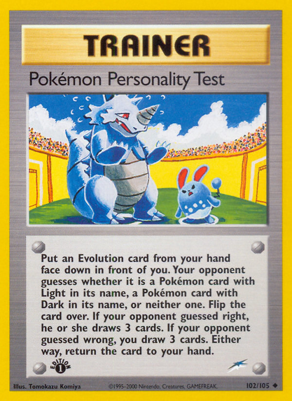 Pokemon Personality Test (102/105) [Neo Destiny 1st Edition] | Deep Dive Games St. Marys