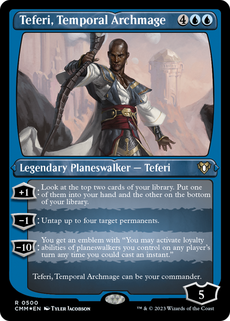 Teferi, Temporal Archmage (Foil Etched) [Commander Masters] | Deep Dive Games St. Marys