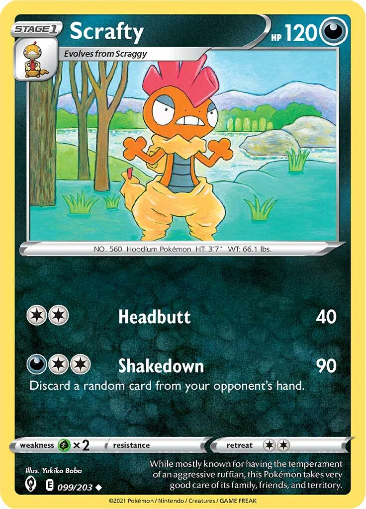 Scrafty (099/203) [Sword & Shield: Evolving Skies] | Deep Dive Games St. Marys