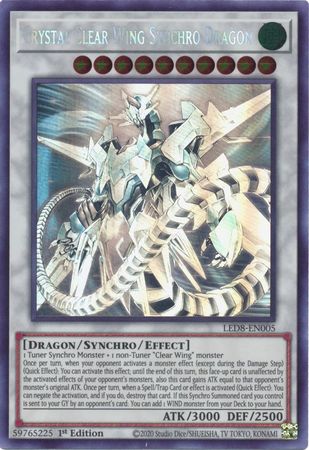 Crystal Clear Wing Synchro Dragon [LED8-EN005] Ghost Rare | Deep Dive Games St. Marys