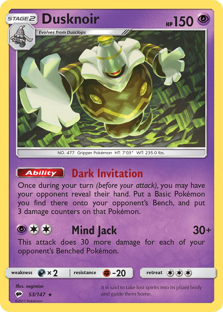 Dusknoir (53/147) (Theme Deck Exclusive) [Sun & Moon: Burning Shadows] | Deep Dive Games St. Marys