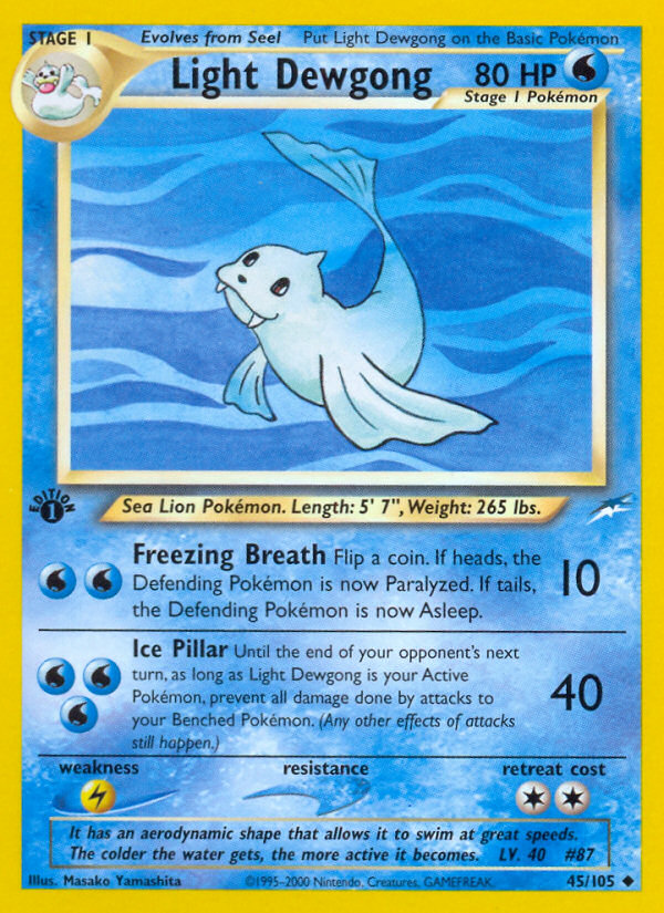 Light Dewgong (45/105) [Neo Destiny 1st Edition] | Deep Dive Games St. Marys