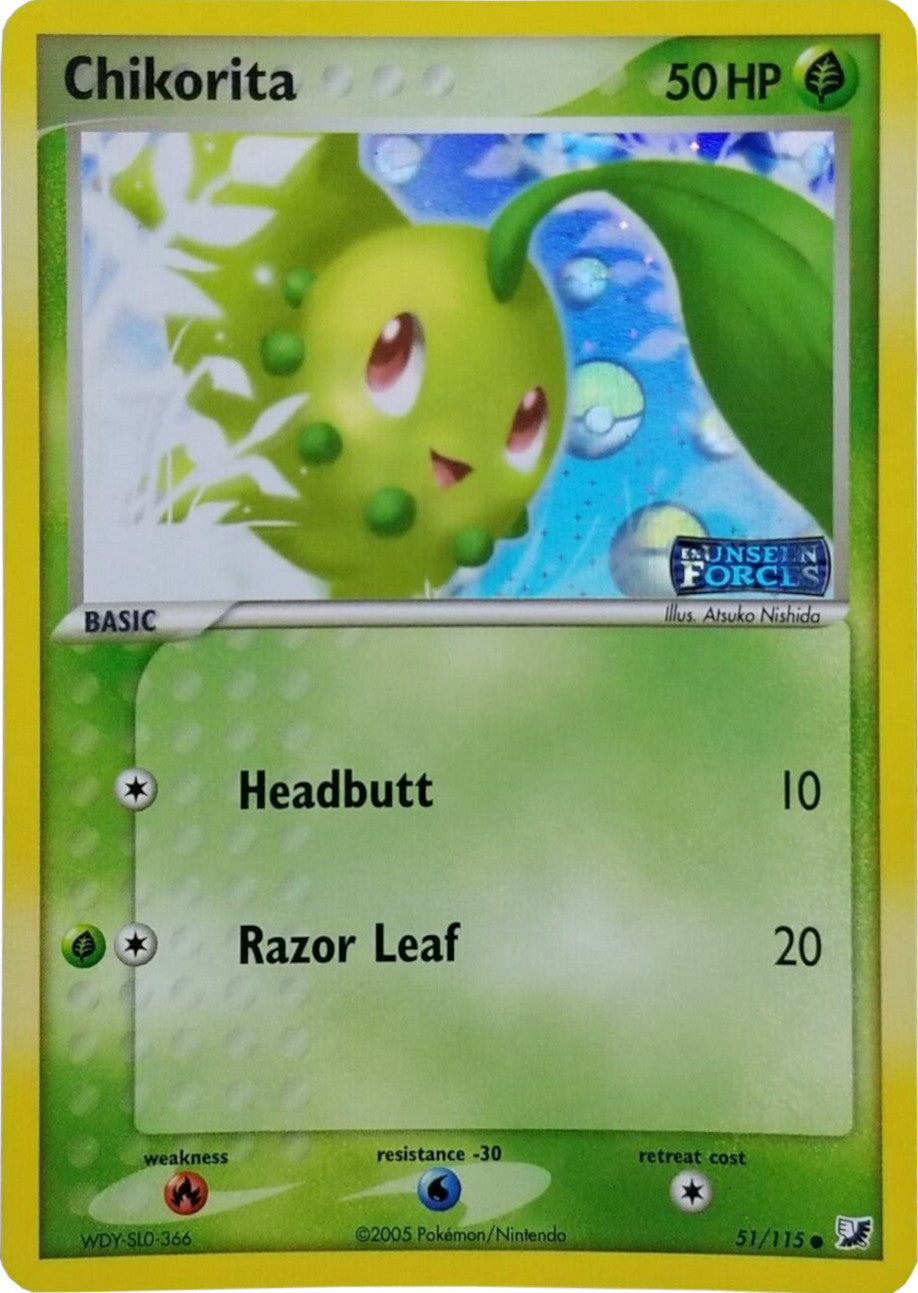 Chikorita (51/115) (Stamped) [EX: Unseen Forces] | Deep Dive Games St. Marys