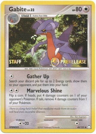 Gabite (48/123) (Staff Prerelease Promo) [Diamond & Pearl: Black Star Promos] | Deep Dive Games St. Marys