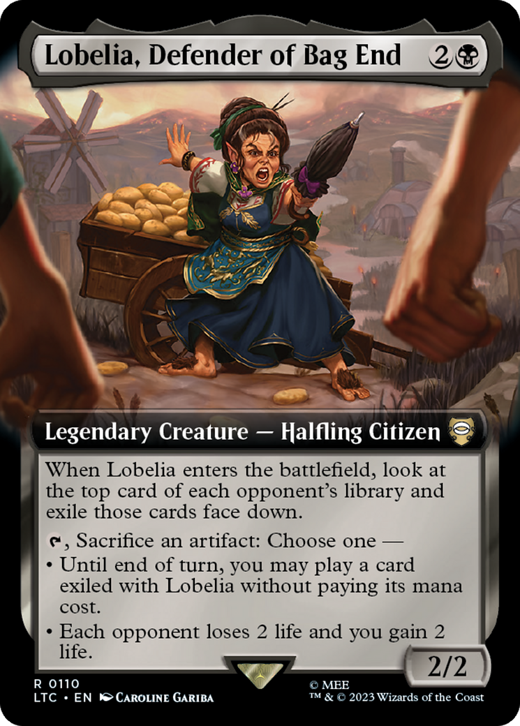 Lobelia, Defender of Bag End (Extended Art) [The Lord of the Rings: Tales of Middle-Earth Commander] | Deep Dive Games St. Marys