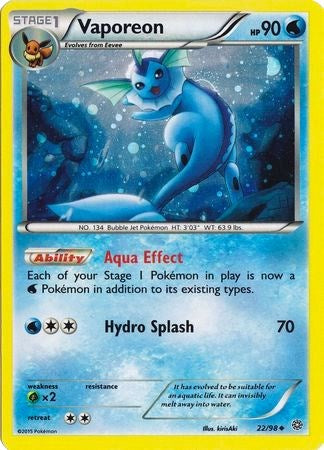Vaporeon (22/98) (Cosmos Holo) [XY: Ancient Origins] | Deep Dive Games St. Marys