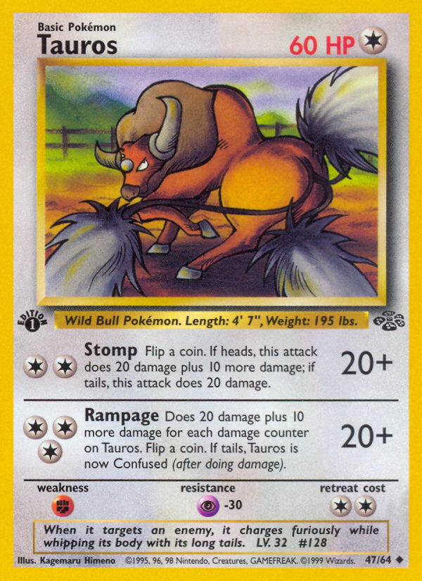 Tauros (47/64) [Jungle 1st Edition] | Deep Dive Games St. Marys