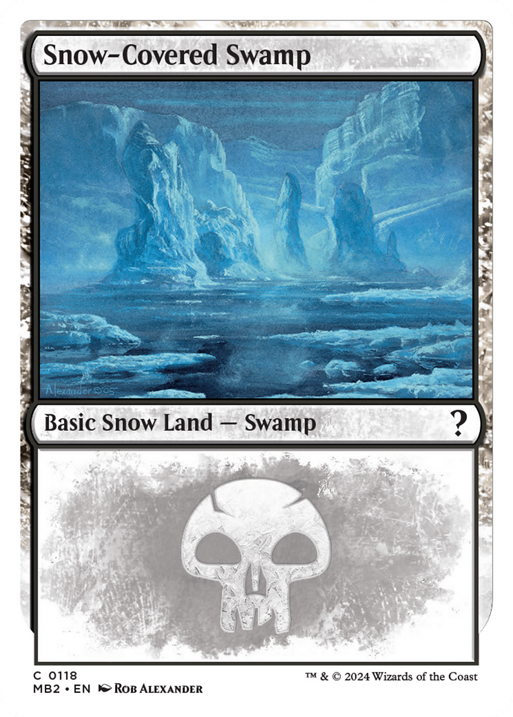 Snow-Covered Swamp (White Border) [Mystery Booster 2] | Deep Dive Games St. Marys