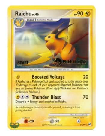 Raichu (27/99) (Staff Prerelease Promo) [Nintendo: Black Star Promos] | Deep Dive Games St. Marys