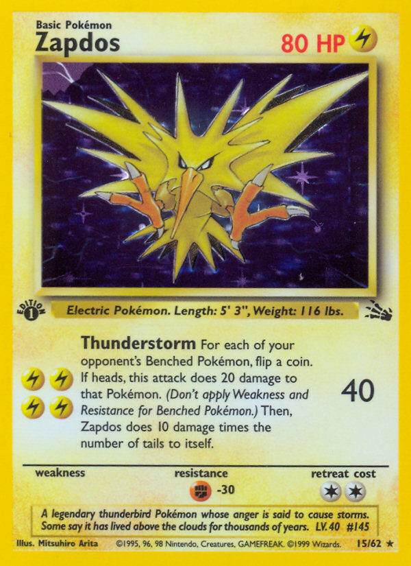 Zapdos (15/62) [Fossil 1st Edition] | Deep Dive Games St. Marys