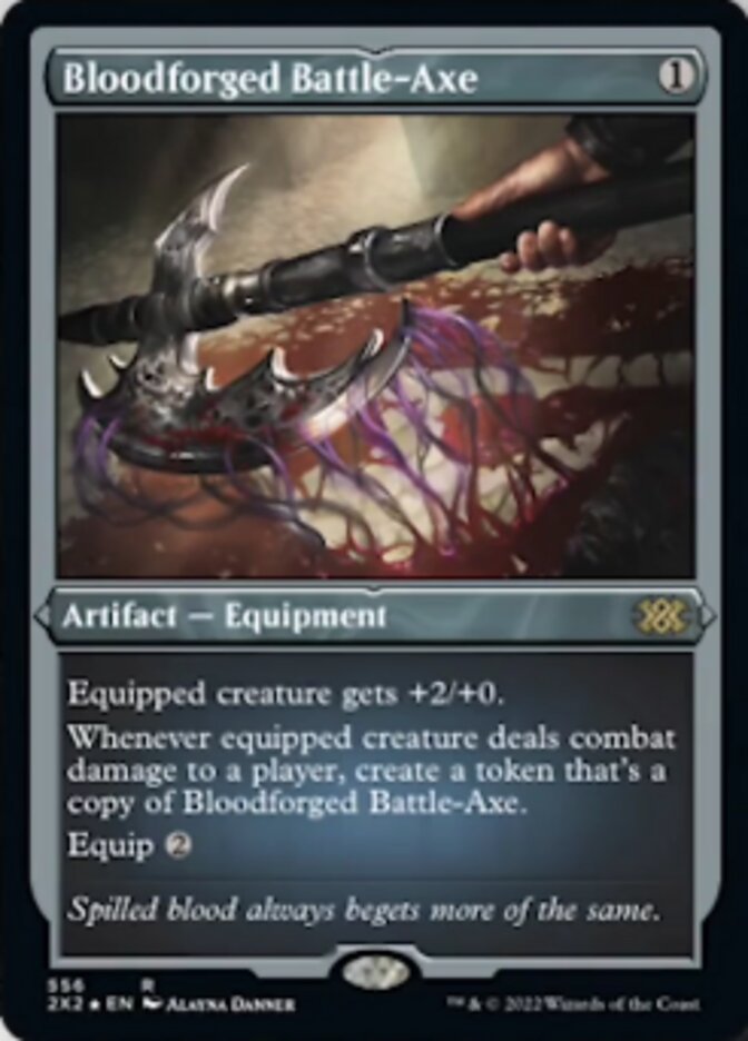 Bloodforged Battle-Axe (Foil Etched) [Double Masters 2022] | Deep Dive Games St. Marys