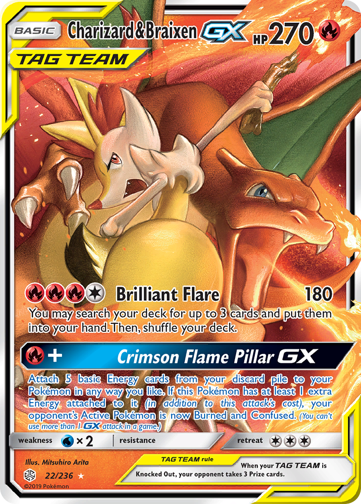 Charizard & Braixen GX (22/236) [Sun & Moon: Cosmic Eclipse] | Deep Dive Games St. Marys