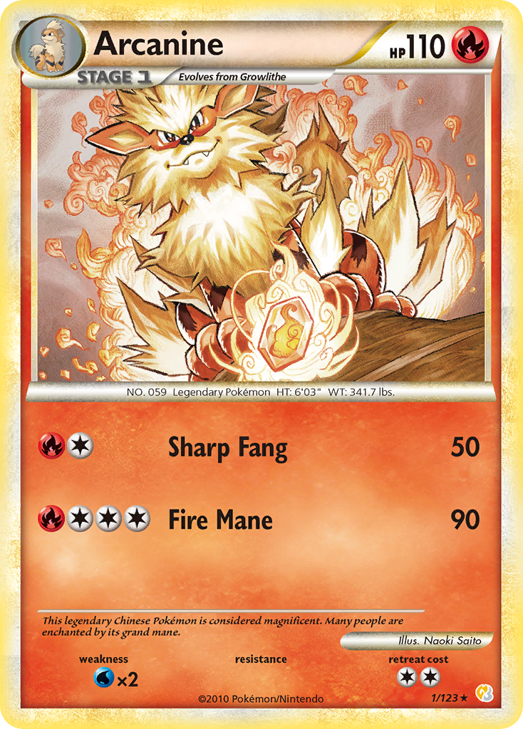 Arcanine (1/123) [HeartGold & SoulSilver: Base Set] | Deep Dive Games St. Marys