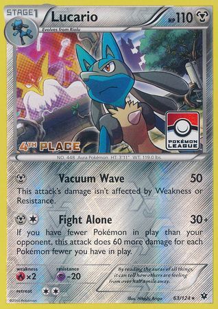 Lucario (63/124) (League Promo 4th Place) [XY: Fates Collide] | Deep Dive Games St. Marys