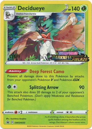 Decidueye (SWSH035) (Staff Prerelease Promo) [Sword & Shield: Black Star Promos] | Deep Dive Games St. Marys