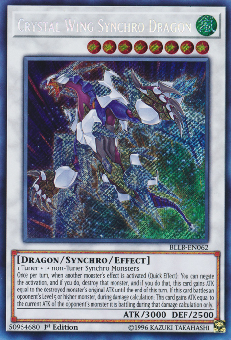 Crystal Wing Synchro Dragon [BLLR-EN062] Secret Rare | Deep Dive Games St. Marys