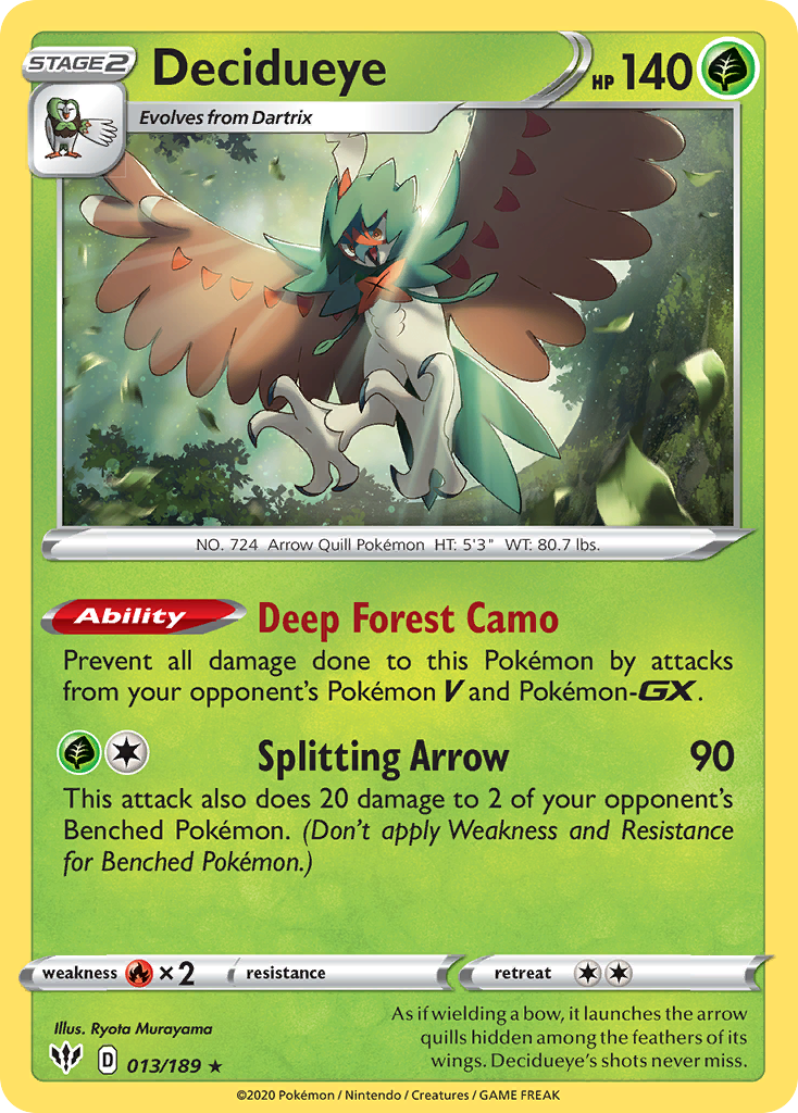 Decidueye (013/189) [Sword & Shield: Darkness Ablaze] | Deep Dive Games St. Marys