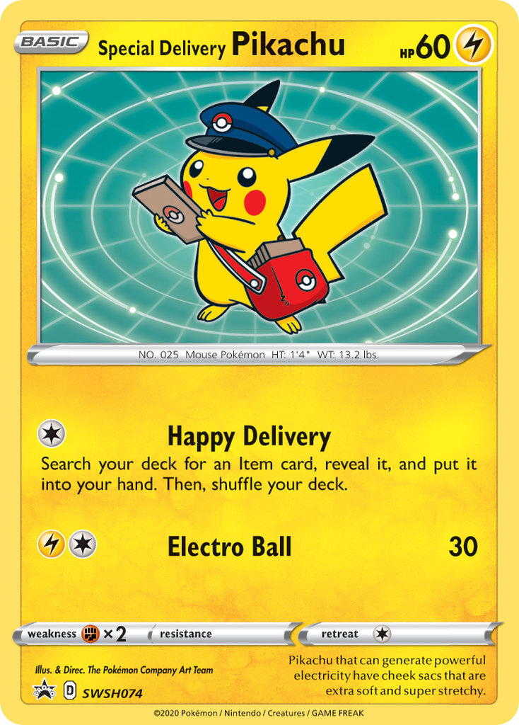 Special Delivery Pikachu (SWSH074) [Sword & Shield: Black Star Promos] | Deep Dive Games St. Marys
