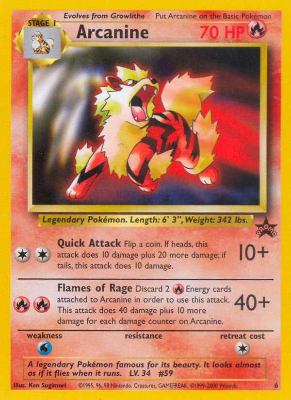 Arcanine (6) [Wizards of the Coast: Black Star Promos] | Deep Dive Games St. Marys