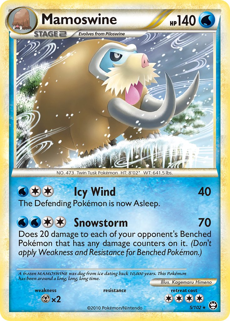 Mamoswine (5/102) (Cracked Ice Holo) (Theme Deck Exclusive) [HeartGold & SoulSilver: Triumphant] | Deep Dive Games St. Marys