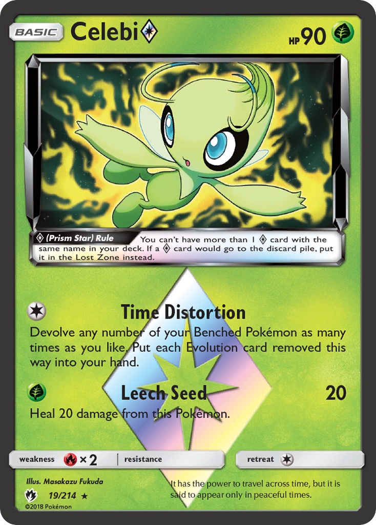 Celebi (19/214) (Prism Star) [Sun & Moon: Lost Thunder] | Deep Dive Games St. Marys