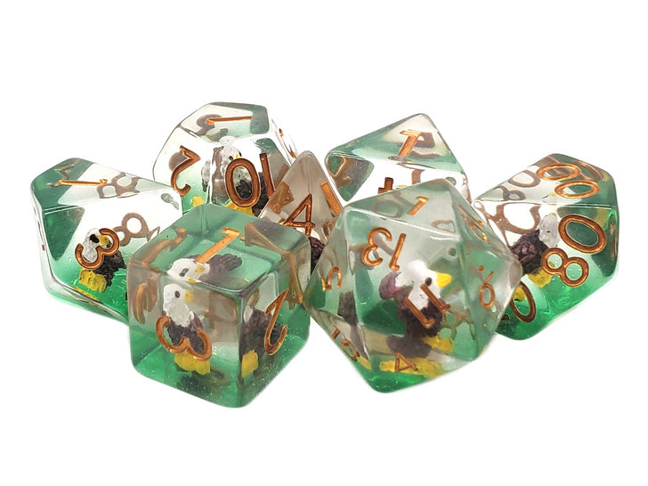 Old School 7 Piece DnD RPG Dice Set: Animal Kingdom - Bald Eagle | Deep Dive Games St. Marys