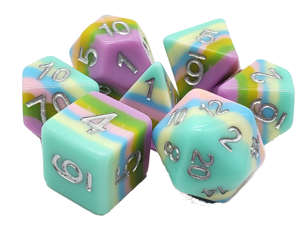 Old School 7 Piece DnD RPG Dice Set: Gradients - Easter Egg Hunt - New | Deep Dive Games St. Marys