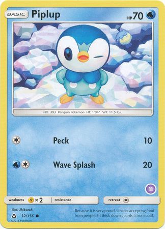 Piplup (32/156) (Deck Exclusive #11) [Sun & Moon: Trainer Kit - Alolan Sandslash] | Deep Dive Games St. Marys