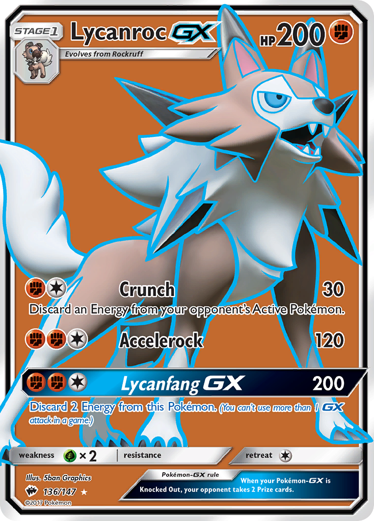 Lycanroc GX (136/147) [Sun & Moon: Burning Shadows] | Deep Dive Games St. Marys